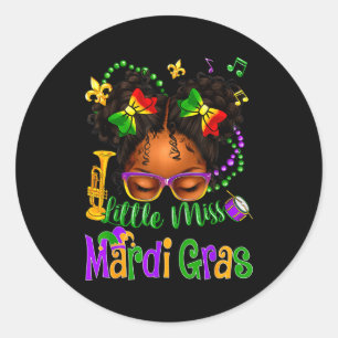 Kleine Miss Mardi Gras Schleife Mädchen Kinder New Runder Aufkleber