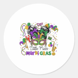 Kleine Miss Mardi Gras Umzüge Unordentlicher Knote Runder Aufkleber
