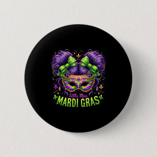 Kleine Miss Mardi Gras unordentlicher Dutt Karneva Button