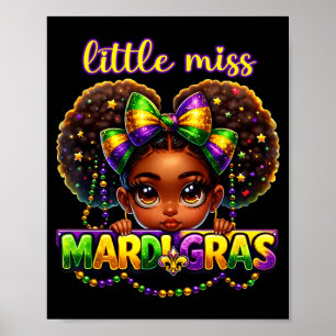 Kleine Miss Mardi Gras Unordentlicher Dutt Mädchen Poster