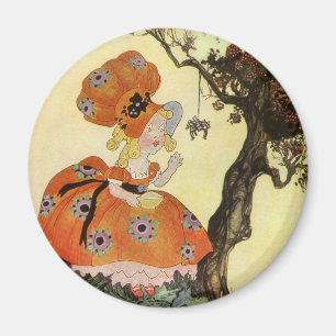 Kleine Miss Muffet & Spider, Vintage Muttergoose Magnet