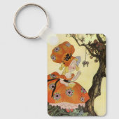 Kleine Miss Muffet & Spider, Vintage Muttergoose Schlüsselanhänger (Vorderseite)