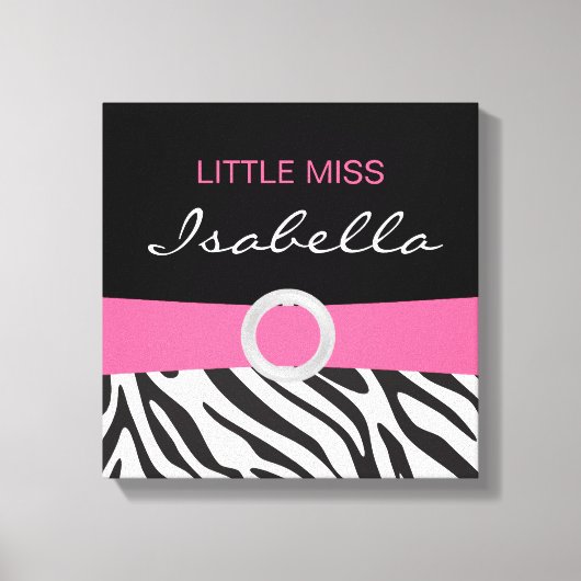 Kleine Miss Name Leinwand auf Zebra Muster (Vorderseite)