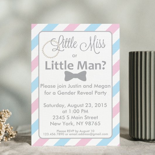 Kleine Miss oder Klein Mann Geschlecht offenbaren Einladung