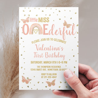 Kleine Miss ONEderful 1. Geburtstag Boho Rainbow Einladung