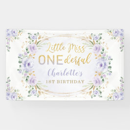 Kleine Miss ONEderful Birthday Lila Gold Floral Banner