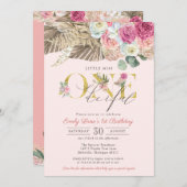 Kleine Miss ONEderful Boho Floral Erster Geburtsta Einladung (Vorne/Hinten)