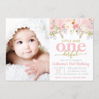 Kleine Miss ONEderful Girl 1. Geburtstag Einladung