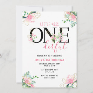 Kleine Miss ONEderful Girls 1. Geburtstag Einladung