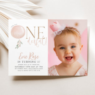 Kleine Miss ONEderful Girls 1. Geburtstag Foto Einladung