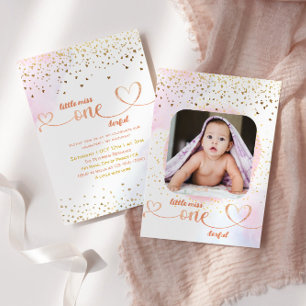 Kleine Miss Onederful mit Foto Frame Einladung