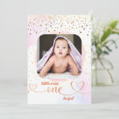 Kleine Miss Onederful mit Foto Frame Einladung (Stehend Vorderseite)