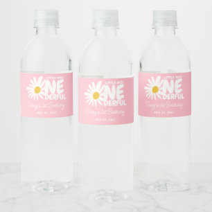 Kleine Miss ONEderful Niedlich Pink Daisy 1. Gebur Wasserflaschenetikett