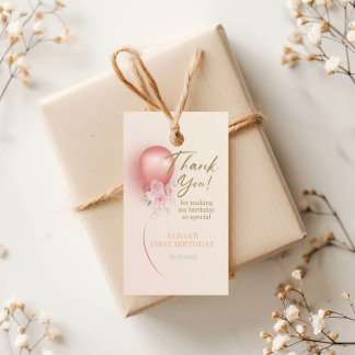 Kleine Miss ONEderful Pink Ballon Floral Geburtsta Geschenkanhänger