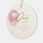 Kleine Miss ONEderful Pink Ballon Floral Geburtsta Keramik Ornament (Links)