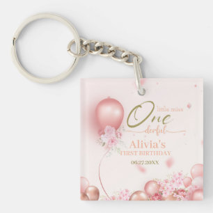 Kleine Miss ONEderful Pink Floral 1. Geburtstag Schlüsselanhänger