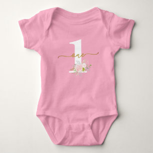 Kleine Miss ONEderful Roses Erster Geburtstag Baby Strampler