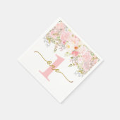 Kleine Miss ONEderful Roses Erster Geburtstag Serviette (Ecke)