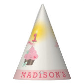 Kleine Miss Pink Cupcake Niedlich Girl's 1. Geburt Partyhütchen (Links)