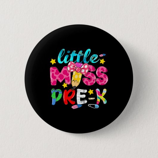 Kleine Miss Pre-k Kokette Bleistift Zurück zur Sch Button (Vorderseite)