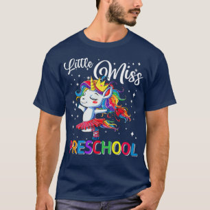 Kleine Miss Preschool Unicorn Magischer erster Tag T-Shirt