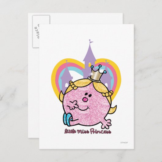 Kleine Miss Prinzessin mit Schloss & Herz Postkarte (Vorne/Hinten)