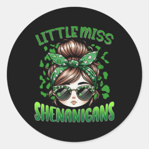 Kleine Miss Shenanigans Für Mädchen Frauen Lustig Runder Aufkleber