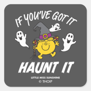 Kleine Miss Sunshine Haunt es Halloween Quadratischer Aufkleber