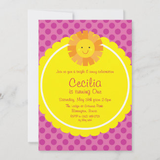 Kleine Miss Sunshine Sun Einladung Polka Dot