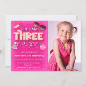 Kleine Miss Threenager - Mädchen 3. Geburtstag Einladung (Vorderseite)
