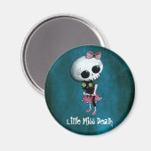 Kleine Miss Tod mit schwarzer Katze Magnet (Vorderseite/Rückseite)