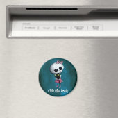 Kleine Miss Tod mit schwarzer Katze Magnet (In Situ (Geschirrspüler))