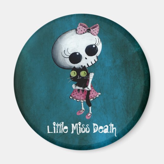 Kleine Miss Tod mit schwarzer Katze Magnet (Vorne)
