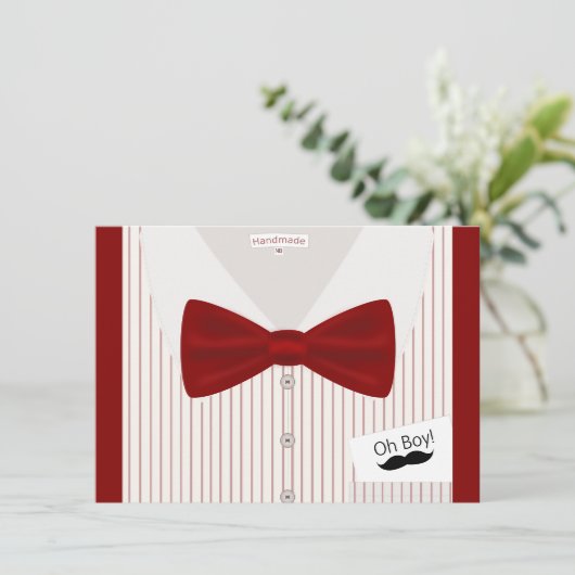 Kleine Mister Bowtie Babydusche Einladung (Stehend Vorderseite)