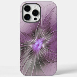 Kleine moderne mauve graue Fractal-Kunst-Blume iPhone 16 Pro Max Hülle