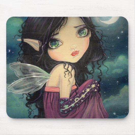 Kleine Mond Großaugen-Fee Fantasy-Kunst Mousepad (Vorne)