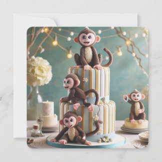 KLEINE MONKEYS AUF EINEM GEBURTSTAGSKAK EINLADUNG