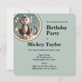 KLEINE MONKEYS AUF EINEM GEBURTSTAGSKAK EINLADUNG (Rückseite)