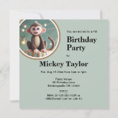 KLEINE MONKEYS AUF EINEM GEBURTSTAGSKAK EINLADUNG (Rückseite)