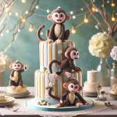 KLEINE MONKEYS AUF EINEM GEBURTSTAGSKAK EINLADUNG