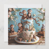 KLEINE MONKEYS THEMED BIRTHDAY CAKE EINLADUNG (Vorderseite)