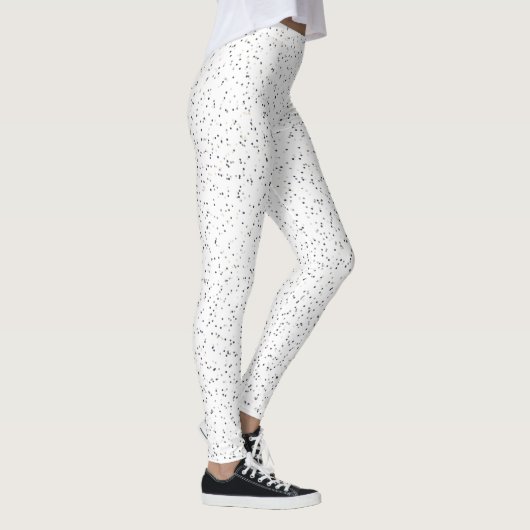Kleine monochrome Punkte auf Weiß Leggings (Rechts)