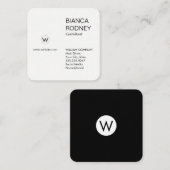 Kleine Monogramm/klassische Führungskraft Quadratische Visitenkarte (Vorne/Hinten)
