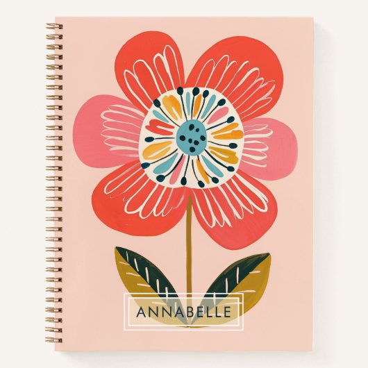 Kleine Monogramm-Name-Boho-Blumen-Daisy-Illustrati Notizblock (Vorderseite)
