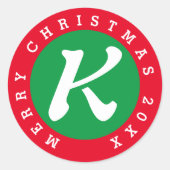 Kleine Monogramm Weihnachtskleber für Umschlag Auf Runder Aufkleber (Vorderseite)
