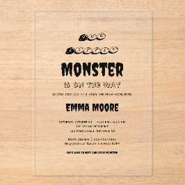Kleine Monster-Baby-Party-Typografie-Design Acryleinladungen