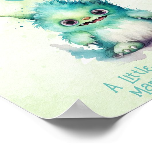 Kleine Monster Boy Baby Duschkarten & Geschenke Poster (Ecke)