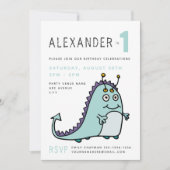 Kleine Monster Boys 1. Geburtstag Party Einladung (Vorderseite)