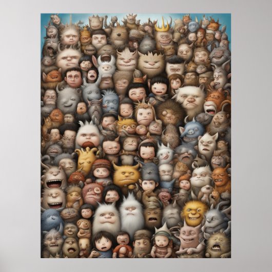 Kleine Monster, die sich für ein Foto einer Gruppe Poster (Vorne)