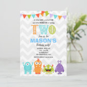 Kleine Monster-Geburtstags-Party Einladung (Stehend Vorderseite)